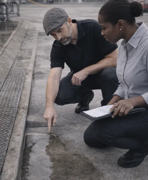 Flüssigkeit läuft aus einer AwSV Anlage
