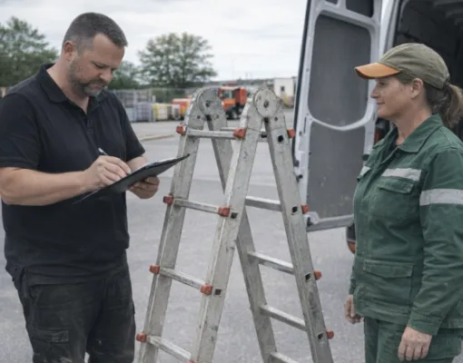 Die Prüfung der Leiter wird von dem Prüfer dokumentiert