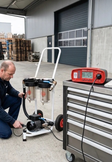 Elektrische Prüfung einer mobilen Pumpeneinheit